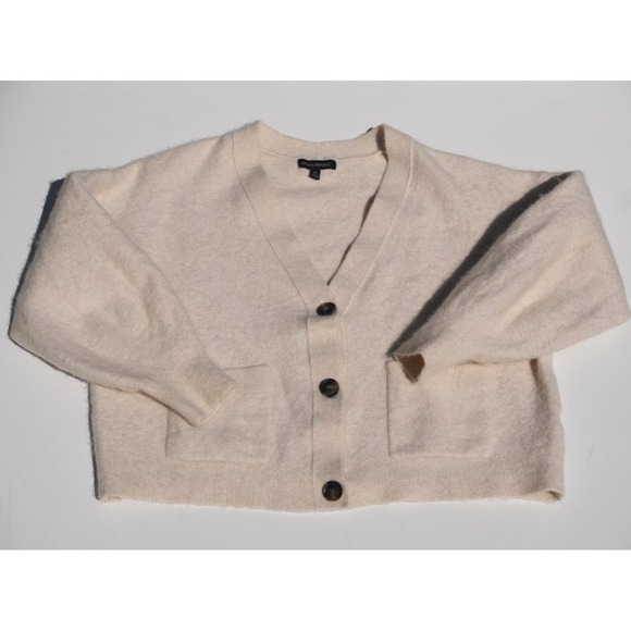 Banana Republic Ivory Wool/Alpaca Cardigan Sweater XL Button Front - Picture 3 of 7